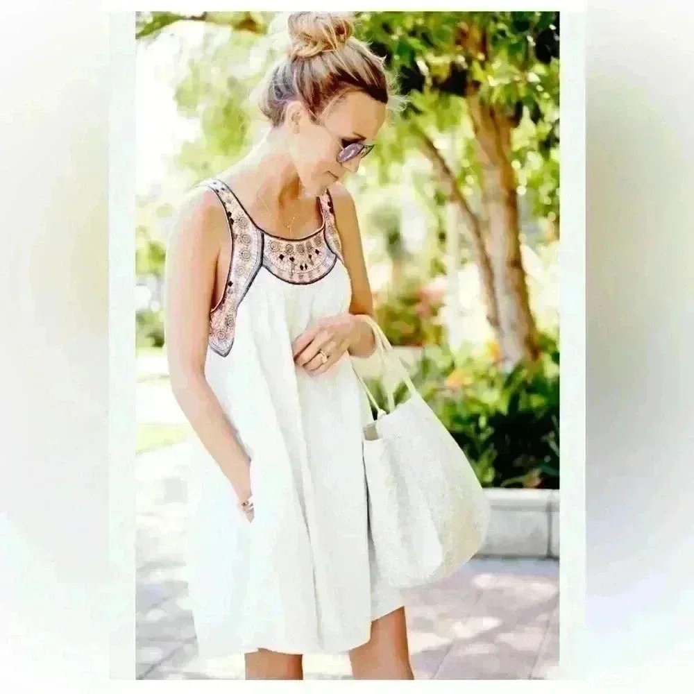 Anthropologie Lilka Toda Vista‎ Swing Dress Blogger Favorite | White | SZ M